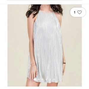 Francesca’s Shiny Silver Shift Dress (size small)